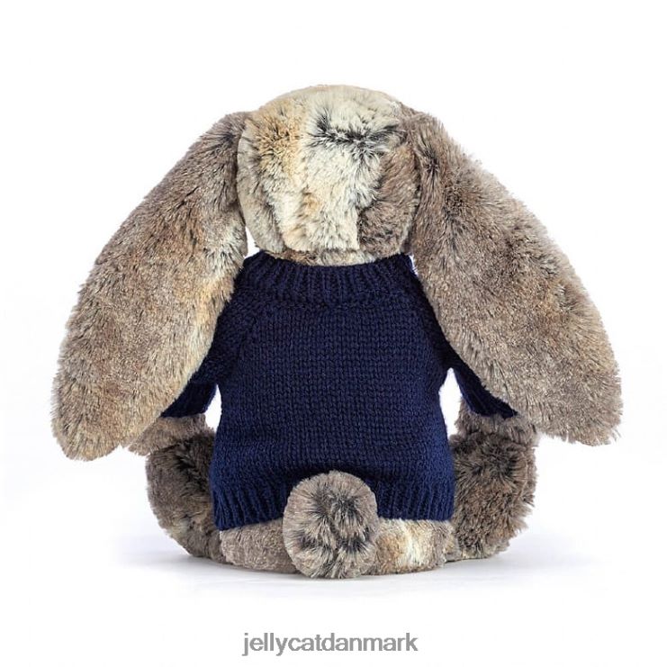 legetøj LHVJ00397 bashful bomuldshale kanin med personlig marineblå sweater grå Jellycat