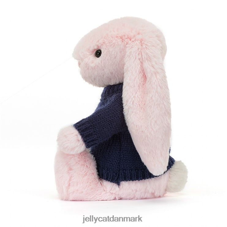 legetøj LHVJ00398 bashful pink kanin med personlig marineblå sweater baby pink Jellycat