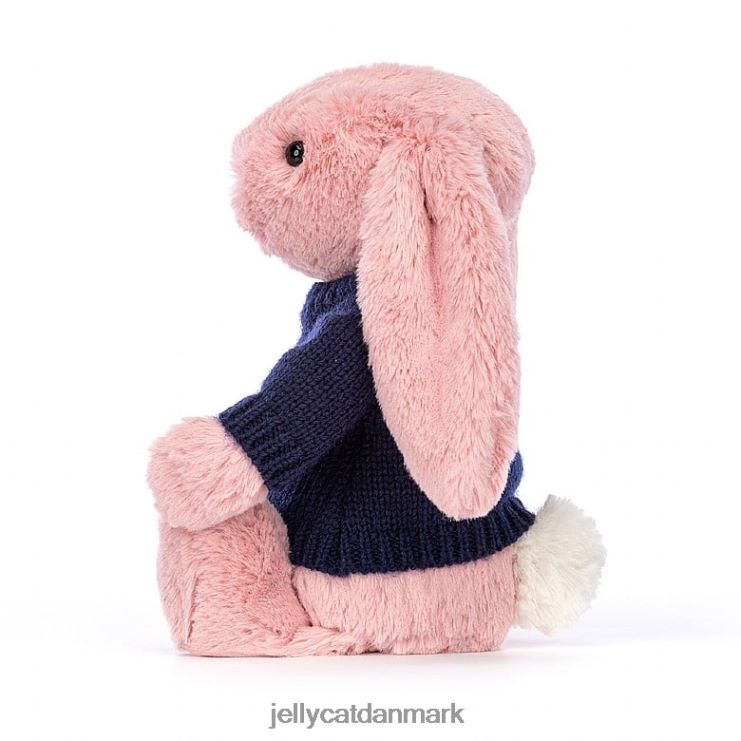 legetøj LHVJ00413 bashful kronblad kanin med personlig marineblå trøje sorbet pink Jellycat