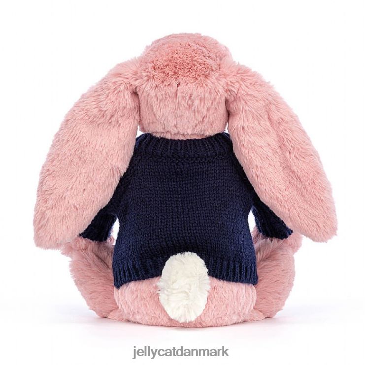 legetøj LHVJ00413 bashful kronblad kanin med personlig marineblå trøje sorbet pink Jellycat