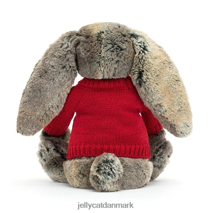 legetøj LHVJ00414 bashful bomuldshale kanin med personlig rød sweater grå Jellycat