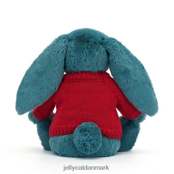 legetøj LHVJ00415 bashful mineralblå kanin med personlig rød trøje kolbaltblå Jellycat