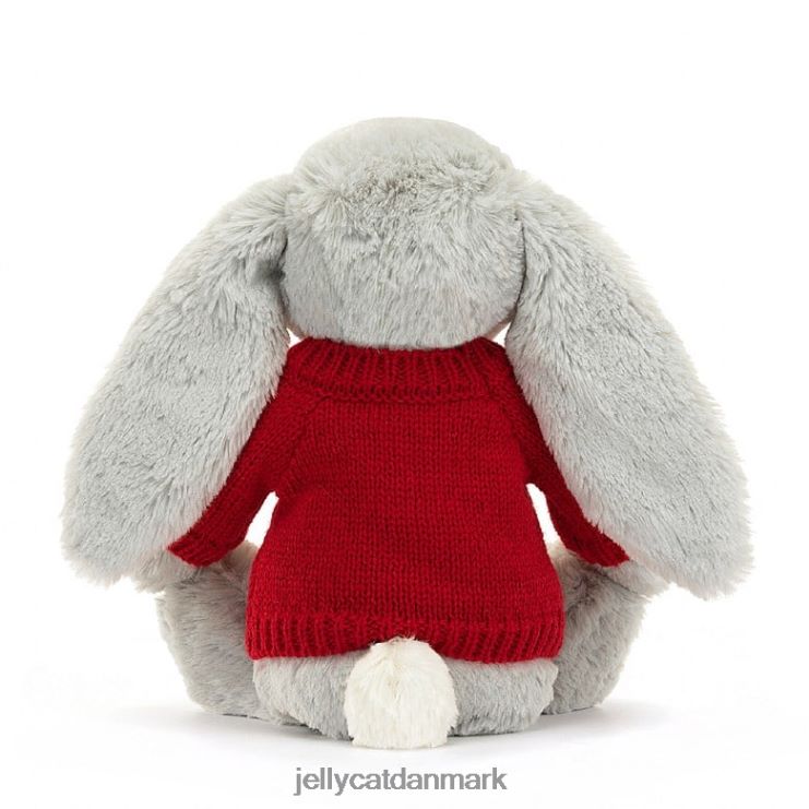 legetøj LHVJ00416 bashful shimmer bunny med personlig rød sweater grå Jellycat