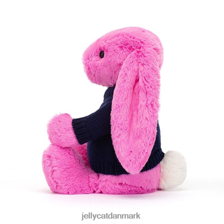legetøj LHVJ00470 bashful kanin med personlig marineblå sweater hot pink Jellycat