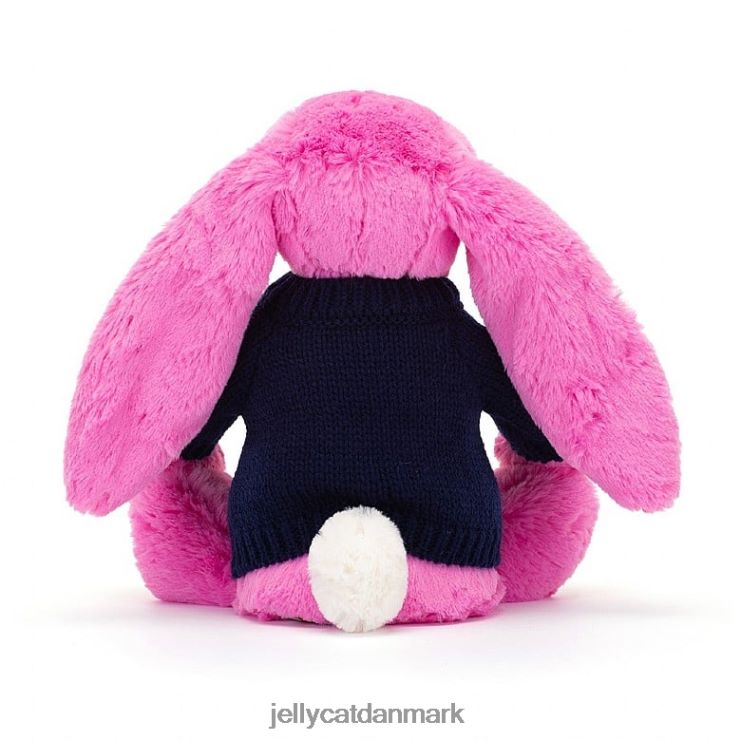 legetøj LHVJ00470 bashful kanin med personlig marineblå sweater hot pink Jellycat