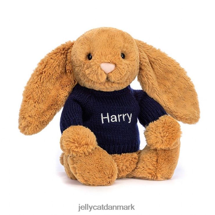 legetøj LHVJ00471 bashful en bunny med personlig marineblå trøje guld Jellycat
