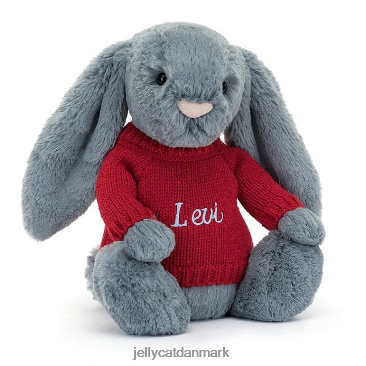 legetøj LHVJ00473 bashful dusky bunny med personlig rød bluse Jellycat