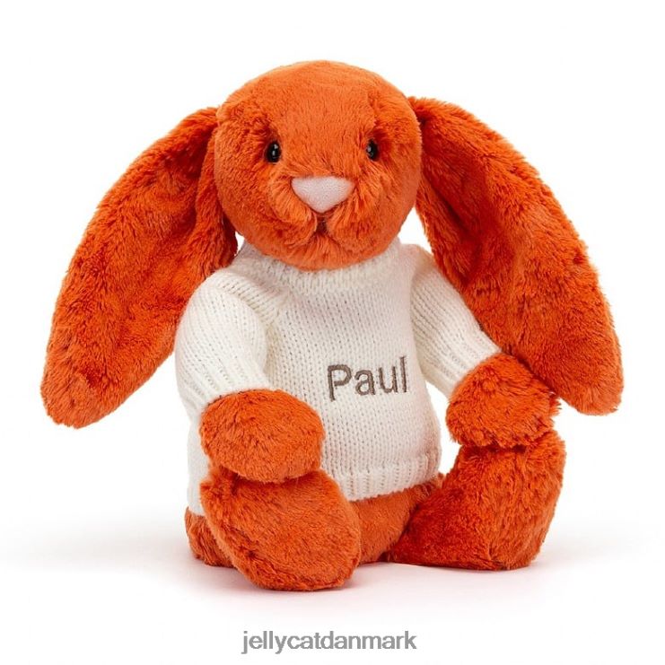 legetøj LHVJ00504 bashful mandarin kanin med personlig creme sweater orange Jellycat