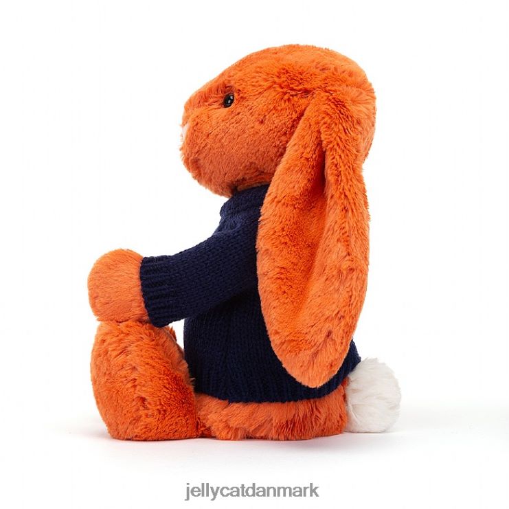 legetøj LHVJ00508 bashful mandarin kanin med personlig marineblå sweater orange Jellycat