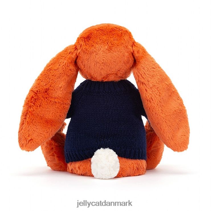 legetøj LHVJ00508 bashful mandarin kanin med personlig marineblå sweater orange Jellycat