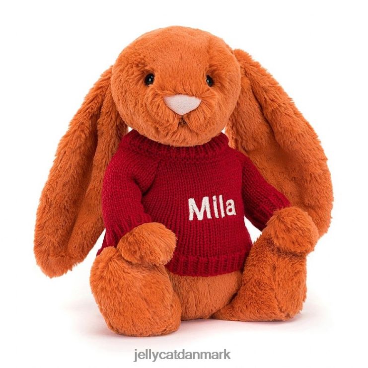 legetøj LHVJ00509 bashful mandarin kanin med personlig rød sweater orange Jellycat