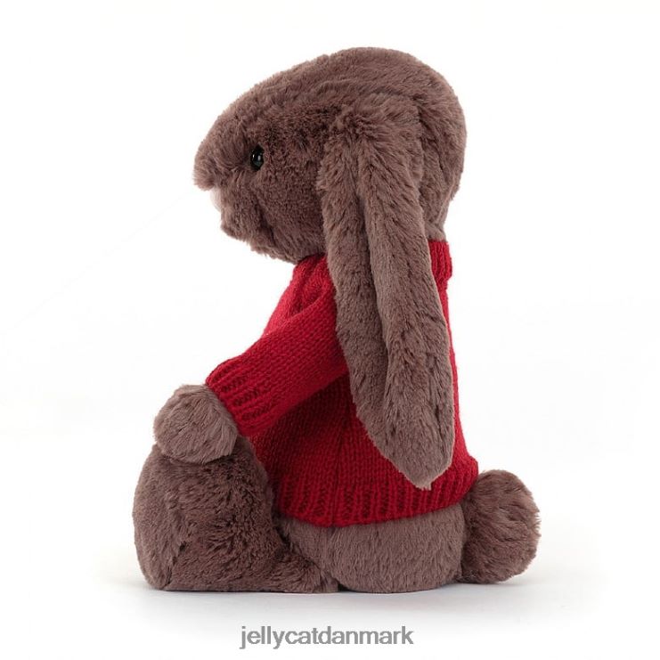 legetøj LHVJ00511 bashful fudge bunny med personlig rød jumper chokolade Jellycat