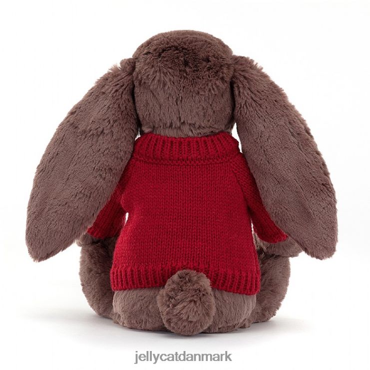 legetøj LHVJ00511 bashful fudge bunny med personlig rød jumper chokolade Jellycat