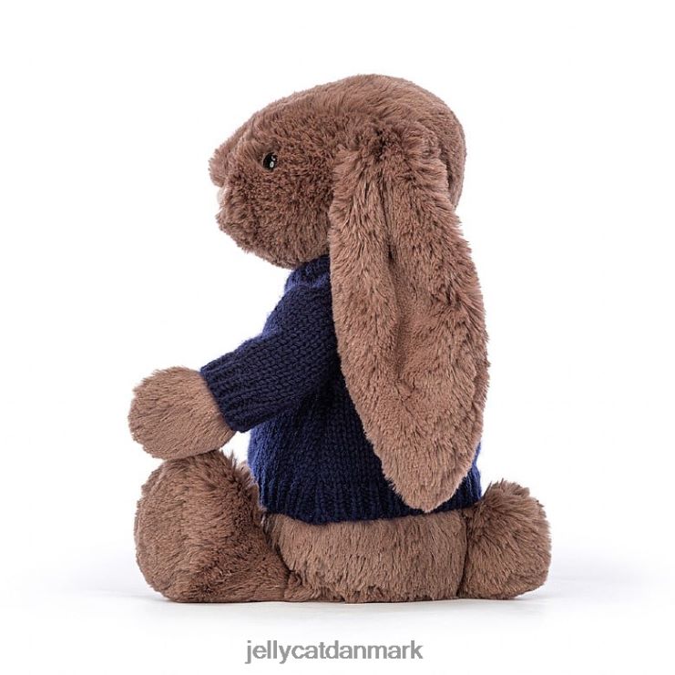 legetøj LHVJ00522 bashful fudge bunny med personlig marineblå jumper chokolade Jellycat
