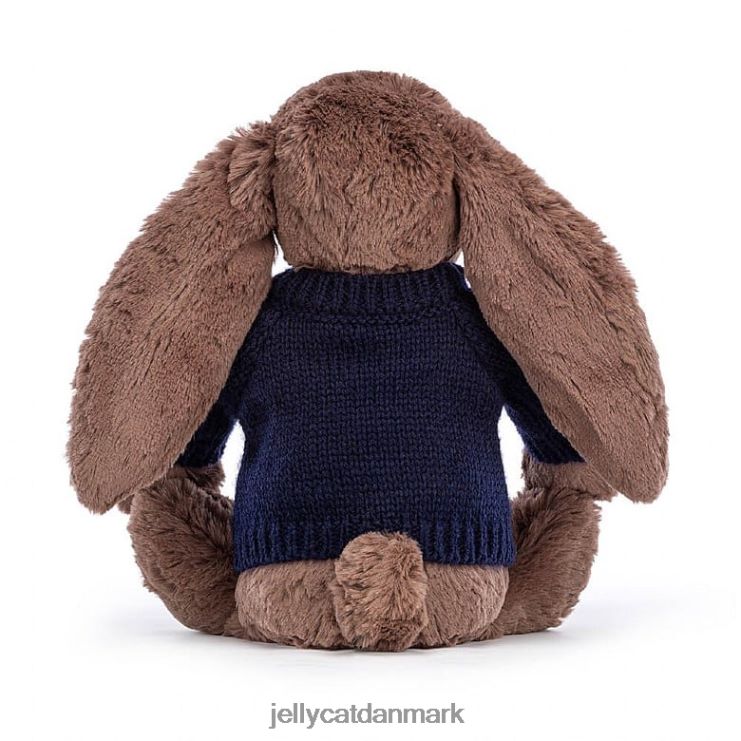 legetøj LHVJ00522 bashful fudge bunny med personlig marineblå jumper chokolade Jellycat