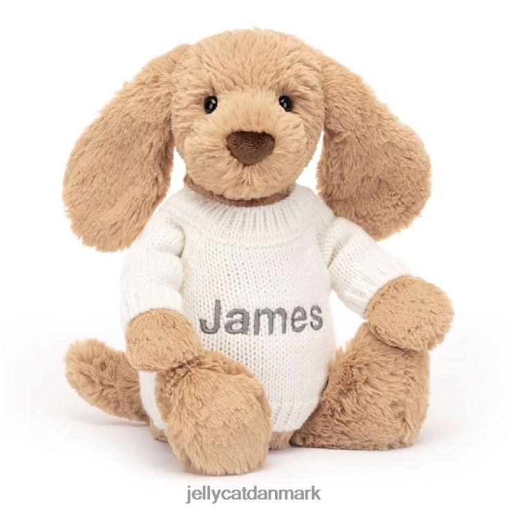 legetøj LHVJ00135 bashful toffee-hvalp med personlig cremetrøje beige Jellycat