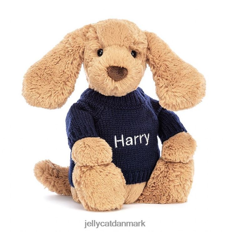 legetøj LHVJ00139 bashful toffee-hvalp med personlig marineblå trøje beige Jellycat