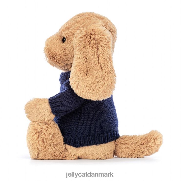 legetøj LHVJ00139 bashful toffee-hvalp med personlig marineblå trøje beige Jellycat