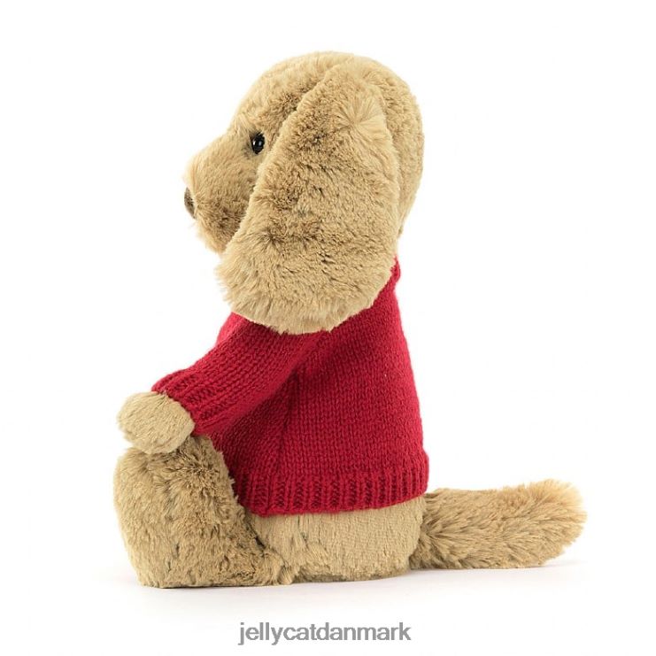 legetøj LHVJ00158 bashful toffee-hvalp med personlig rød trøje beige Jellycat