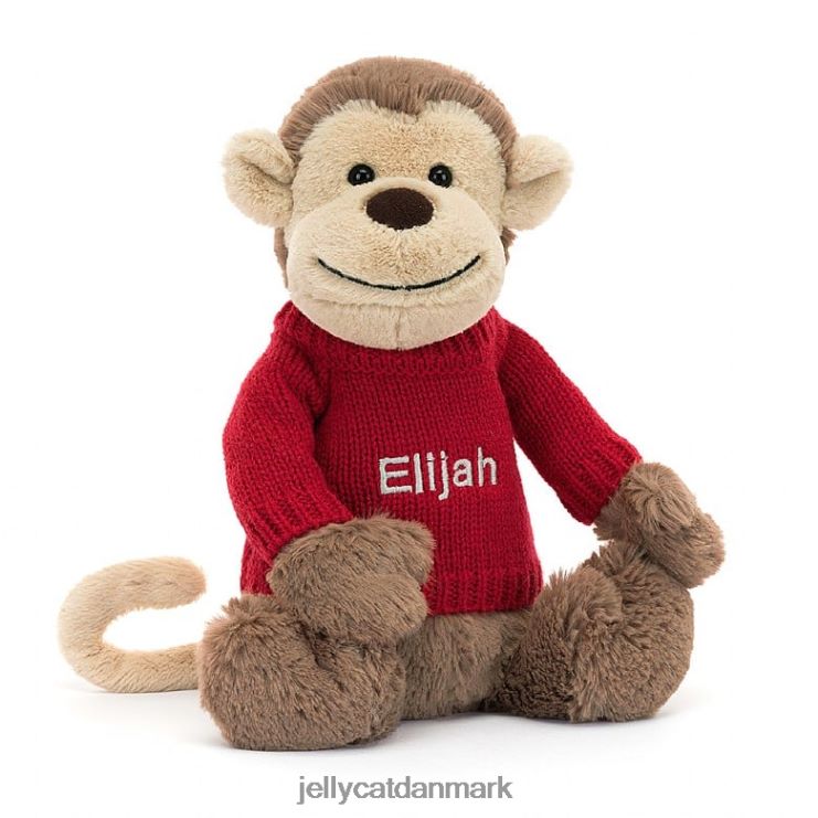 legetøj LHVJ00189 bashful abe med personlig rød trøje brun Jellycat