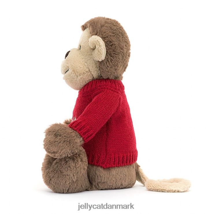 legetøj LHVJ00189 bashful abe med personlig rød trøje brun Jellycat