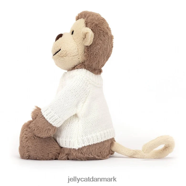 legetøj LHVJ00191 bashful abe med personlig cremetrøje brun Jellycat