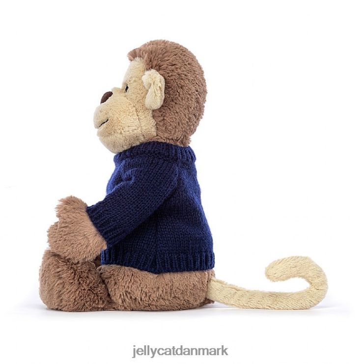 legetøj LHVJ00192 bashful abe med personlig marineblå sweater brun Jellycat