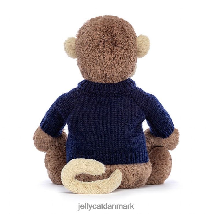legetøj LHVJ00192 bashful abe med personlig marineblå sweater brun Jellycat