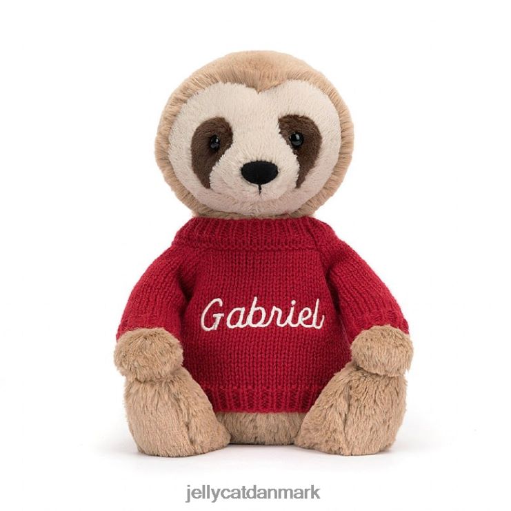 legetøj LHVJ00205 blufærdigt dovendyr med personlig rød jumper tan Jellycat