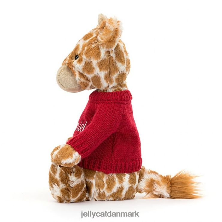 legetøj LHVJ00224 bashful giraf med personlig rød sweater orange Jellycat