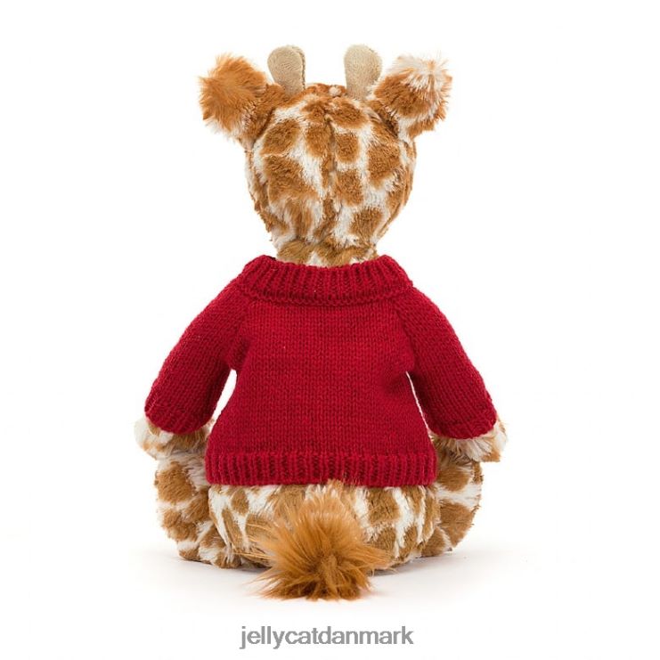 legetøj LHVJ00224 bashful giraf med personlig rød sweater orange Jellycat