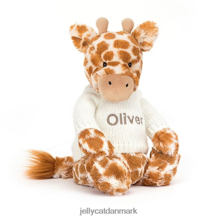 legetøj LHVJ00240 bashful giraf med personlig cremetrøje orange Jellycat