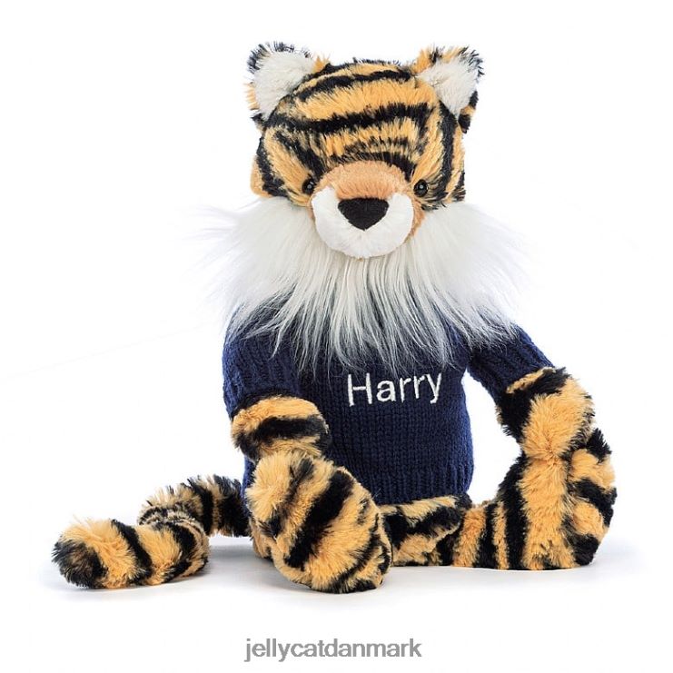 legetøj LHVJ00269 bashful tiger med personlig marineblå trøje i flere farver Jellycat