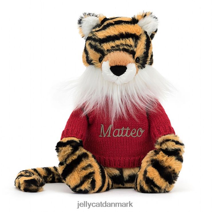 legetøj LHVJ00313 bashful tiger med personlig rød trøje i flere farver Jellycat