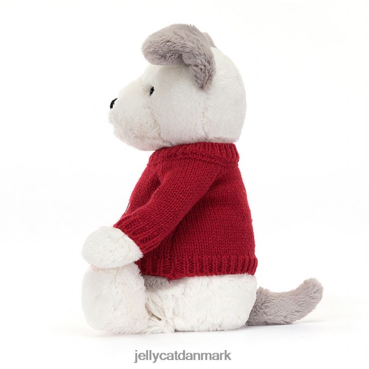 legetøj LHVJ00515 bashful terrier med personlig rød sweater grå og hvid Jellycat