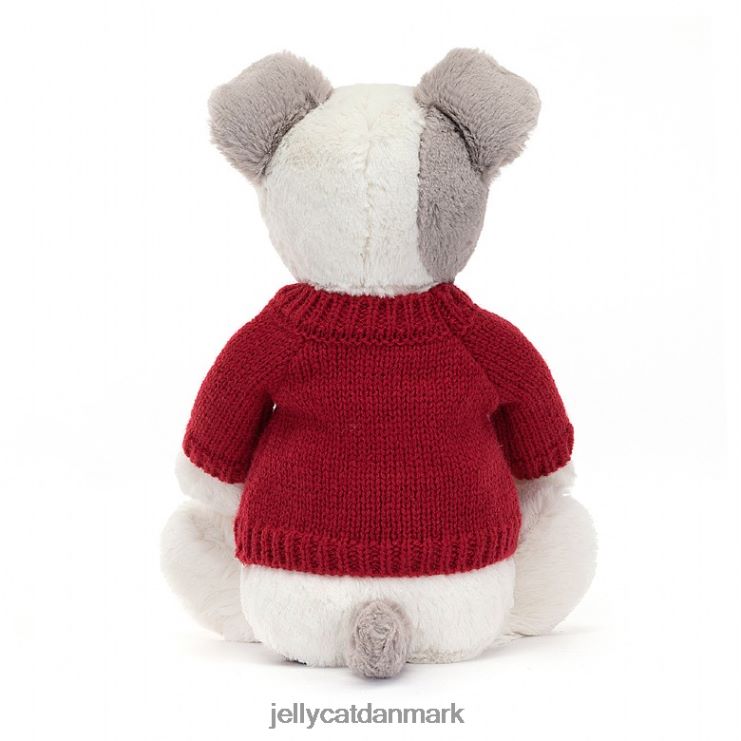 legetøj LHVJ00515 bashful terrier med personlig rød sweater grå og hvid Jellycat