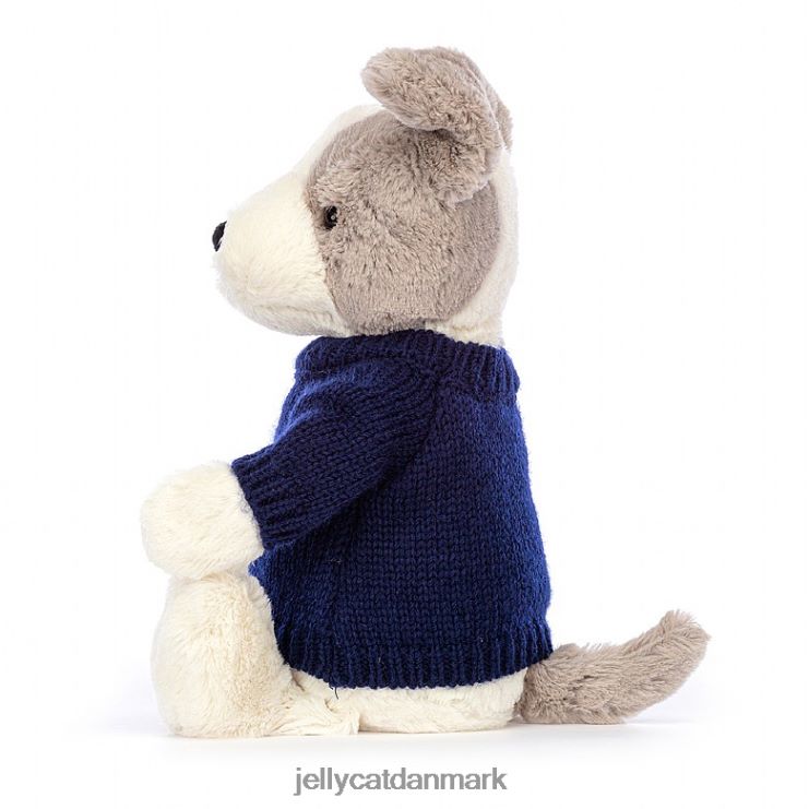 legetøj LHVJ00516 bashful terrier med personlig marineblå sweater grå og hvid Jellycat
