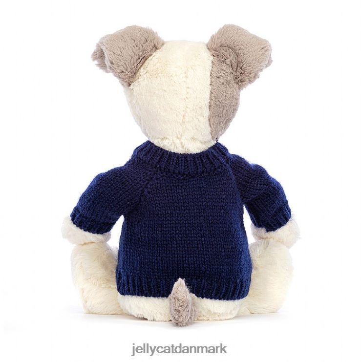 legetøj LHVJ00516 bashful terrier med personlig marineblå sweater grå og hvid Jellycat