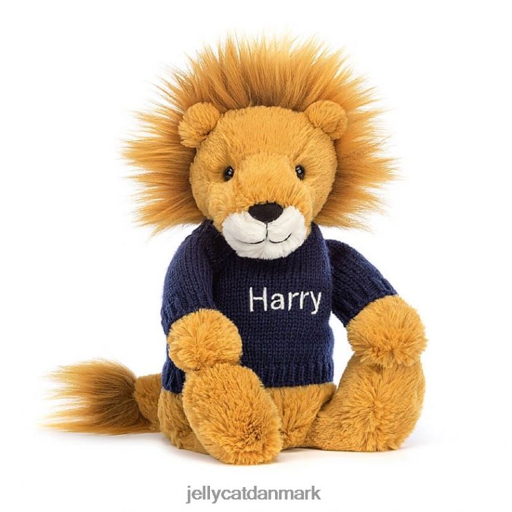 legetøj LHVJ00534 bashful løve med personlig marineblå trøje gul Jellycat