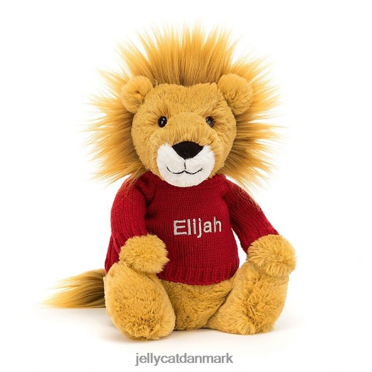 legetøj LHVJ00546 bashful løve med personlig rød trøje gul Jellycat