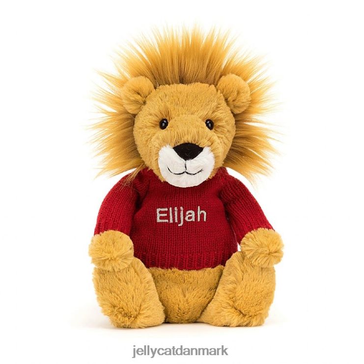 legetøj LHVJ00546 bashful løve med personlig rød trøje gul Jellycat