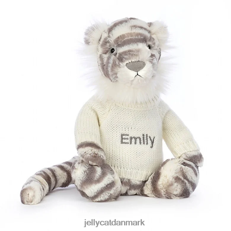 legetøj LHVJ00578 bashful snetiger med personlig cremetrøje grå og hvid Jellycat