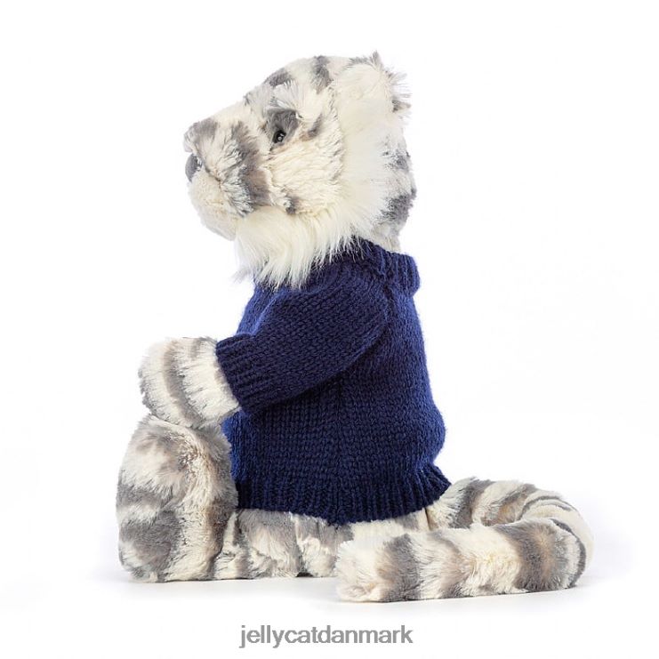 legetøj LHVJ00579 bashful snetiger med personlig marineblå trøje grå og hvid Jellycat