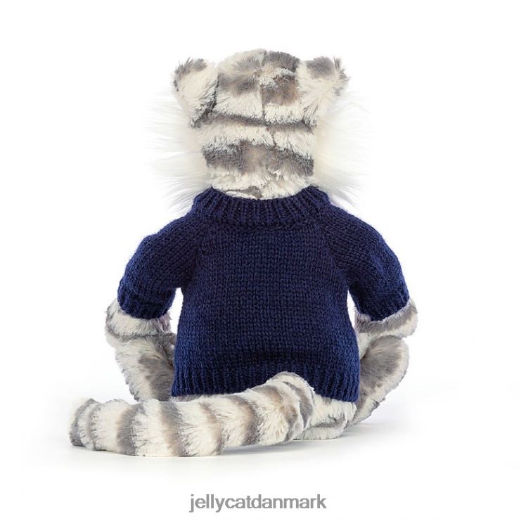 legetøj LHVJ00579 bashful snetiger med personlig marineblå trøje grå og hvid Jellycat