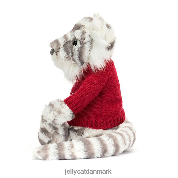legetøj LHVJ00581 bashful snetiger med personlig rød trøje grå og hvid Jellycat