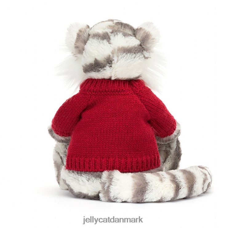 legetøj LHVJ00581 bashful snetiger med personlig rød trøje grå og hvid Jellycat