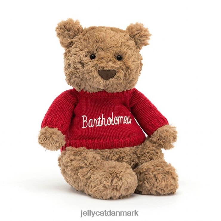 legetøj LHVJ00140 bartholomew bjørn med personlig rød trøje brun Jellycat