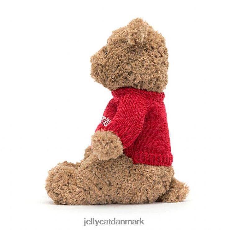 legetøj LHVJ00140 bartholomew bjørn med personlig rød trøje brun Jellycat