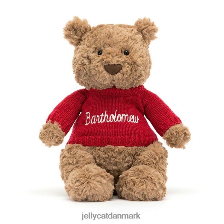 legetøj LHVJ00140 bartholomew bjørn med personlig rød trøje brun Jellycat